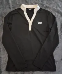 PXG ブラック レディース カラーネック 長袖 Tシャツ S M