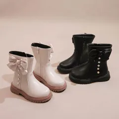 送料無料 子供ブーツ キッズ ショートブーツ 裏起毛 女の子 ブーツ 蝶結び シューズ ジュニア キッズブーツ キッズ靴 フォーマル靴 秋冬 子供 靴 入学式 卒業式 発表会 結婚式 ピアノ 七五三 おしゃれ 可愛い 暖かい