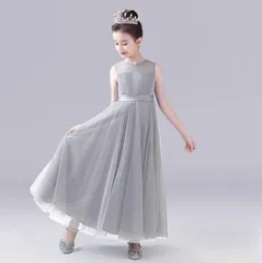 送料無料 子供ドレス キッズドレス 子どもドレス 高級 ロング丈 発表会ドレス ジュニア 女の子 ロング コンクール ドレス 結婚式 キッズ こども フォーマル リボン ブルー ミントグリーン ノースリブ 無地 ピアノ発表会 ジュニアロング キッズ