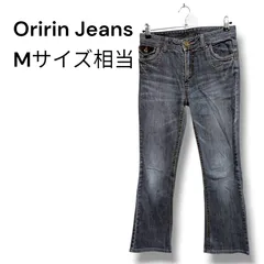 a1833 Oririn Jeans セミフレア デニムパンツ Y2K M相当 ステッチ 濃紺
