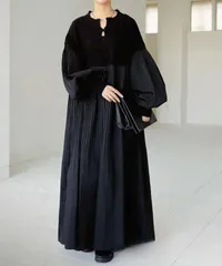 送料無料 ワンピース レディース 春 秋 冬 ワンピース ロング丈 ニット 異素材 切り替え 長袖 プリーツ ワンピース 体型カバー おしゃれ ニット ワンピース ロング丈 ニット 切り替え カジュアル レイヤード風