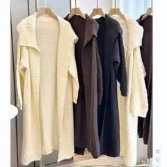 送料無料 ニットカーディガン レディース ロングカーディガン トップス ロング丈 コート アウター ニット ロング丈 長袖 厚手 カーディガン 秋 冬 秋冬 ロングニット レディースカーディガン 通勤 上品 体型カバー