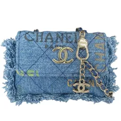 【中古】 CHANEL シャネル  マトラッセ ミニ チェーン ポーチ 31番台 AP2602 デニム フリンジ ココマーク ポシェット バッグ チェーンショルダー 24023281 RS