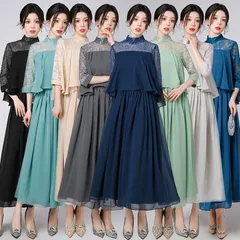 送料無料 ワンピース レディース ドレス パーティードレス シフォンワンピース シンプル ミモレ丈 Aライン 花嫁 およばれ 女子会 二次会 フォーマル 通勤 結婚式 謝恩会 発表会 演奏会 同窓会 成人式 誕生日 可愛い 体型カバー