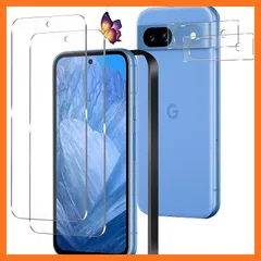 【新品】 【2+2枚セット】Pixel 8a 用のガラスフィルム（2枚）+カメラフィルム（2枚）ピクセル8a 用の フイルム 強化液晶保護フィルム ワンタッチ貼付け/気泡ゼロ/ケースと干渉せず/硬度9H/飛散防止/指紋防止 0