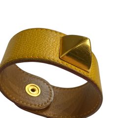 HERMES エルメス レザー ブレスレット メドール ブラック ゴールド金具