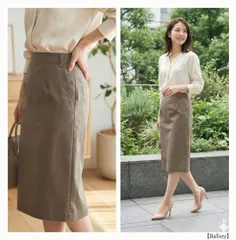 Ballsey ボールジィ【38】膝丈スカート タイト カーキ 日本製 通勤 M
