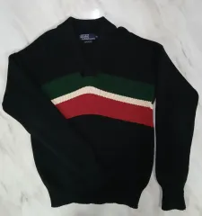 韓国版 92年 製作 ポロラルフローレン メンズ Vネック 長袖 ニット 100サイズ