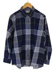 クロコダイル チェックシャツ 綿100％ ネイビー LLサイズ 長袖 ボタンダウン 美品