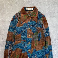 昭和レトロ 黒地パープル小花総柄長袖ロングワンピースフリーサイズ総柄