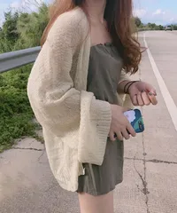 ニット カーディガン レディース 薄手 秋 カーディガン ゆったり 薄い ボリューム 袖