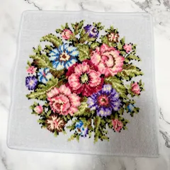 FEILER フェイラー ハンカチ タオルハンカチ シェニール織 グレー シルバー 花 お花 花柄 ラメ刺繍