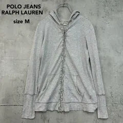 POLO JEANS RALPH LAUREN ポロジーンズラルフローレン グレー ジップアップパーカー フーディー フリルデザイン 羽織り スウェット ジャージ トップス 希少 レア ロゴ ワンポイント 刺繍 ビンテージ 伸縮 ストレッチ  ★ ■◇