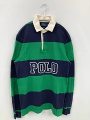 Polo Ralph Lauren ポロシャツ S グリーン ボーダー柄 ブランドロゴ 長袖