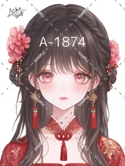 A-1874 女の子 ステッカー sticker 素材 コラージュ collage シール achashop