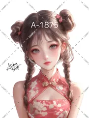 A-1875 女の子 ステッカー sticker 素材 コラージュ collage シール achashop