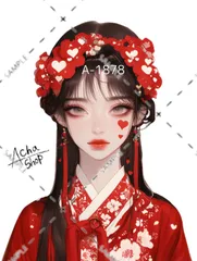 A-1878 女の子 ステッカー sticker 素材 コラージュ collage シール achashop