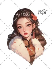 A-1883 女の子 ステッカー sticker 素材 コラージュ collage シール achashop
