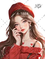 A-1884 女の子 ステッカー sticker 素材 コラージュ collage シール achashop