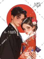 A-1889 カップル ステッカー sticker 素材 コラージュ collage シール achashop