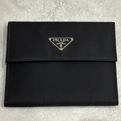PRADA プラダ ナイロン 三つ折り財布 コンパクトウォレット ミニ財布 三角ロゴ　トライアングルプレート　レザー ブラック 黒 ロゴプレート メンズ レディース　ユニセックス