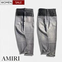 【定価192,500円(税込)】AMIRI -アミリ-   都会的な大人カジュアルを演出する！素材使いがラグジュアリーな1本！レザーコンビデニムパンツ ウォッシュ加工 ジーンズ カーフレザー HYBRID STRAIGHT PF22WDF005-SR4LA00