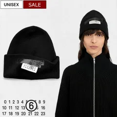 【定価52,800円(税込)】MM6 Maison Margiela エムエムシックス メゾンマルジェラ カレンダーロゴパッチにブラックテープでデザイン！ニューメリックロゴラベル ウールニットキャップ 帽子 ブラック S62TB0006M13168900S カ