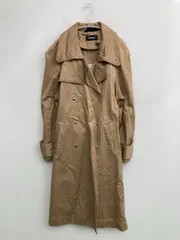 DIESEL トレンチコート ブラウン コットン 無地 ブランドロゴ ロング丈 フードなし