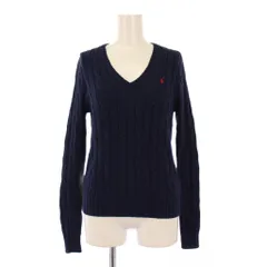 ポロ バイ ラルフローレン Polo by Ralph Lauren ニット セーター 長袖 Vネック ロゴ 刺繍 ワンポイント S 紺 ネイビー /BB