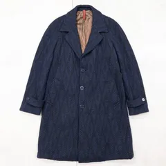 ernesto　エルネスト　コート　ステンカラー　バルカラー　バックベルト　総柄　ジャガード織　ネイビー　ウール　イタリア製　メンズ　48　b00398