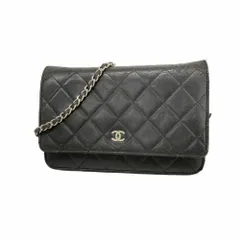 シャネル(Chanel) シャネル 財布・ショルダーウォレット マトラッセ チェーンショルダー ラムスキン ブラック レディース