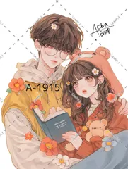 A-1915 カップル ステッカー sticker 素材 コラージュ collage シール achashop