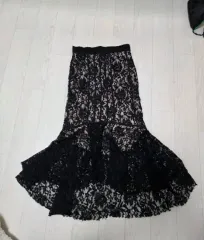 レースマーメイドロングスカート ブラック