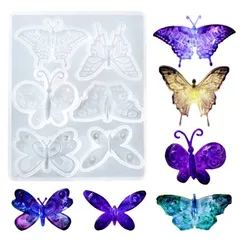 再利用可能 ツール 装飾 アクセサリー キーホルダー ペンダント シリコンモールド シリコンモールド レジン レジン DIYの手作り かわいいペンダント6種類の蝶の型 モールド 蝶型