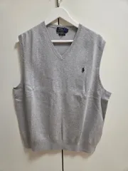 ポロラルフローレン Vネック ニット ベスト グレー XL