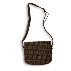 【ヴィンテージ】FENDI フェンディ ズッカ柄 FFモノグラム フラップ ショルダーバッグ 斜め掛け クロスボディ ゴールド金具 レディース