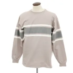 【中古】バーバリアン Barbarian コットン クルーネック 長袖Ｔシャツ グレージュxホワイト【サイズXL】【メンズ】のサムネイル