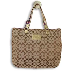 COACH コーチ シグネチャー トートバッグ ハンドバッグ ポピー系 ハート ワッペン チャーム スカーフ付 肩掛け ワンショルダー 通勤 旅行