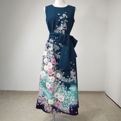 zunezune 振袖ドレス ノースリーブ 着物リメイクワンピース 赤 - メルカリ