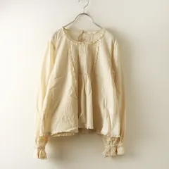 2023年 ピンクハウス PINK HOUSE 綿ローンピコフリル装飾 胸元ピンタックプルオーバーブラウス アイボリー┃【2400014793604】