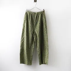 美品 サマンサモスモス Samansa Mos2 SM2 花柄プリントイージーパンツ F＼カーキ コットン ゴム ワイド【2400014824032】