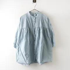 サマンサモスモス Samansa Mos2 SM2 スタンドネックタックチュニック F＼ライトブルー ブラウス コットン シャツ【2400014824001】