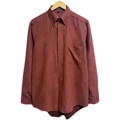 G.H.Bass&Co. スエード風 ポリシャツ ボタンダウンシャツ 無地 ポケット付き 長袖シャツ ワインレッド No.M609