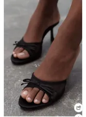 新品 55 900ウォン ZARA メッシュ リボン サンダル ミュール 6cm 36サイズ