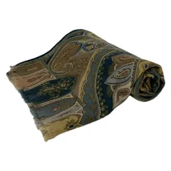 ETRO(エトロ) ストール(ショール)美品  - ベージュ×ネイビー×マルチ ペイズリー柄 ウール、シルク