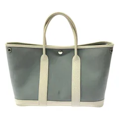 HERMES / エルメス | ガーデンパーティー TPM キャンバス レザー トートバッグ | ブルー/ホワイト | レディースのサムネイル