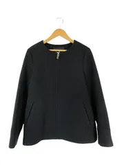 グリーンレーベルリラクシング ユナイテッドアローズ green label relaxing ノーカラー ジャケット フルジップ 長袖 無地 サイズ36 黒 QQQ