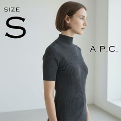 A.P.C 아페이세 코튼 린넨제 하이넥 반소매 리브 니트 S 네이비 헌 옷 중고 배송비 무료