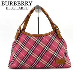 BURBERRY BLUE LABEL バーバリーブルーレーベル　トートバッグ　ハンドバッグ　ノバチェック　キャンバス　レザー　肩掛け　レッド　赤
