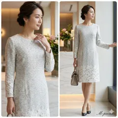 M-premier エムプルミエ 【38】膝丈ワンピース フォーマル グレー M